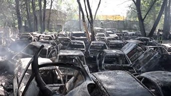 Пожар на стоянке в Киеве