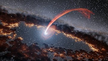 Рисунок звезды, которая поглощена сверхмассивной черной дырой