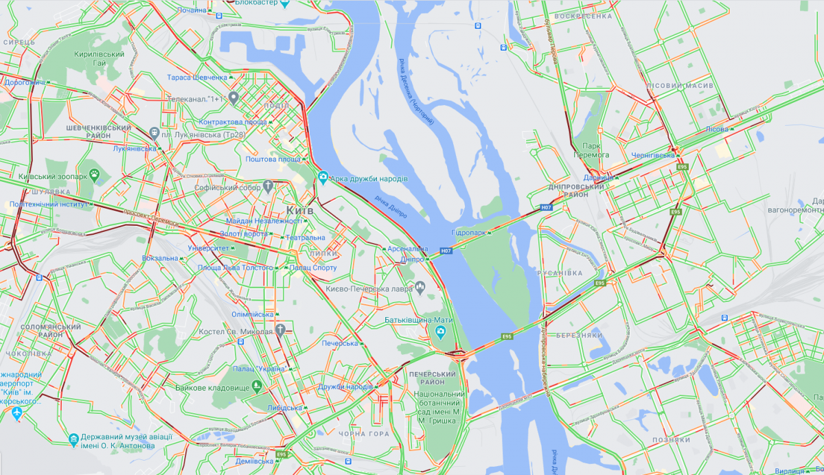 Пробки в Киеве / Google Maps