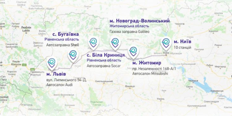 «ДТЭК» официально запустила пять станций скоростной зарядки электромобилей STRUM мощностью 50 кВт на трассе Киев-Львов